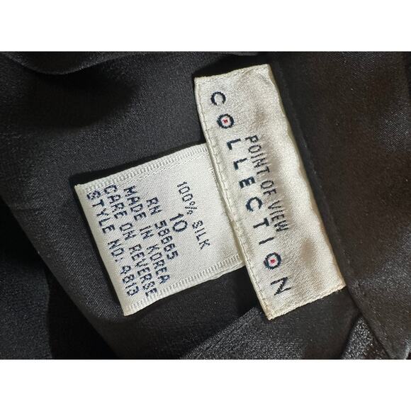 POINT OF VIEW COLLECTION Skirt Womens 10 Black Silk Vintage a-line knee - Picture 6 of 7